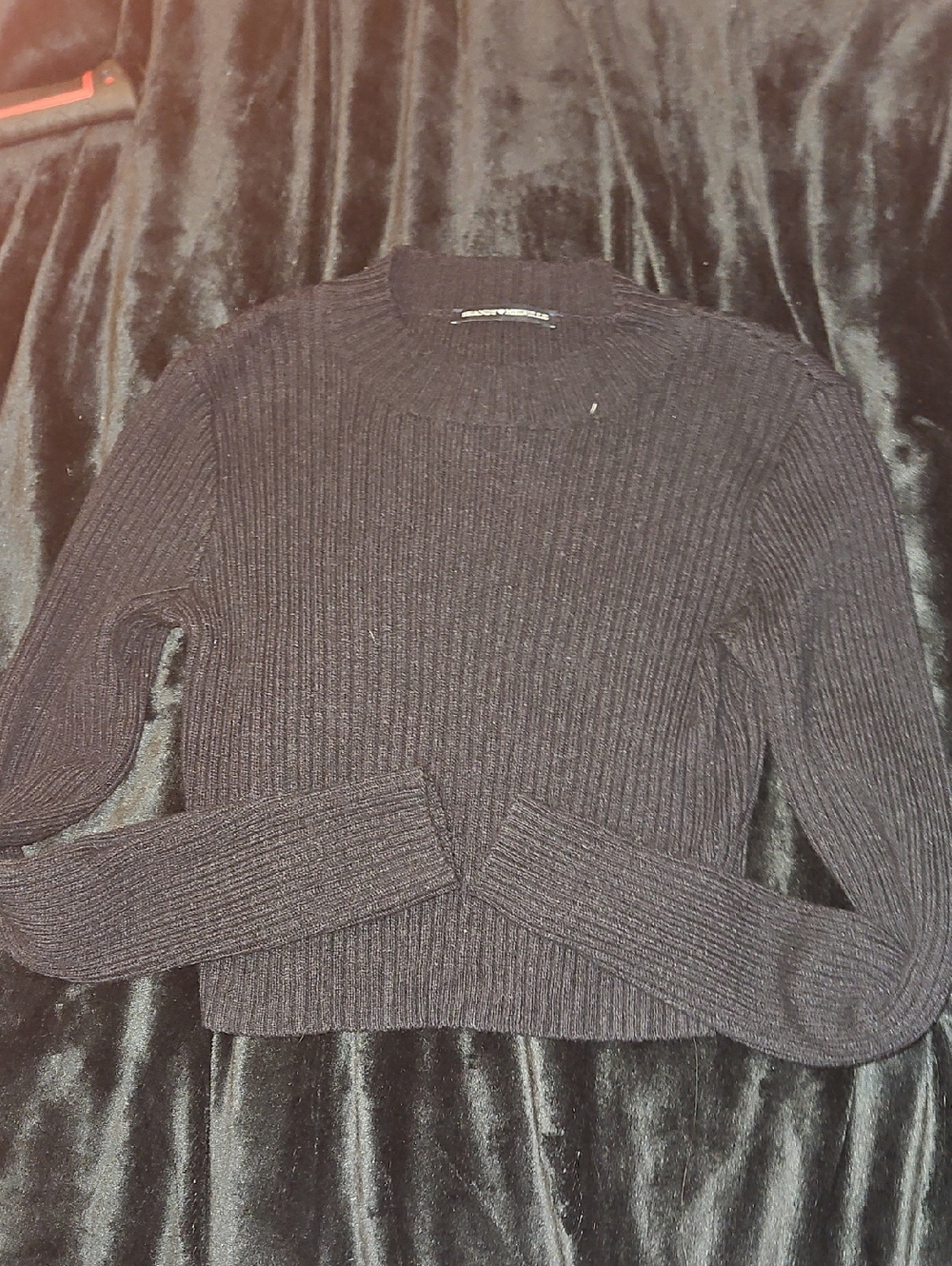 Brandy Melville Black Ribbed Crewneck Sweater